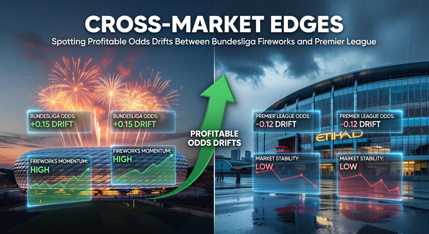 Grafik mit Quotencharts, die Drifts zwischen Bundesliga-Over-Quoten und Premier-League-Under-Trends visualisiert