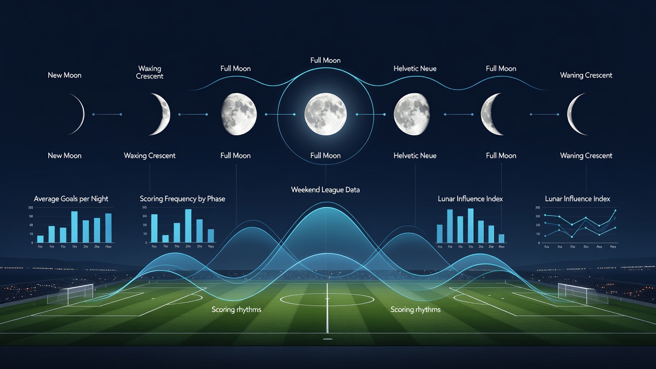 Statistische Grafik zu Mondphasen und Torerfolgen in europäischen Nachtspielen